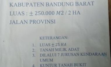 Jual Tanah Perumahan 25 Ha Di Cililin Kota Bandung Barat
