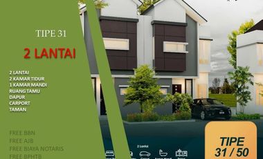 Tipe 31/63 2 Lantai Rumah 5 Menit ke UNIKAMA Bisa KPR 2KT