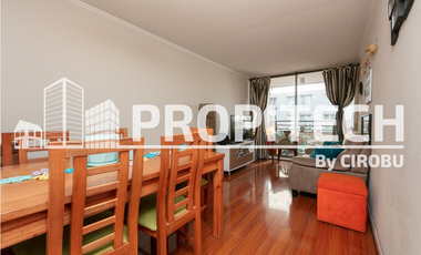 VENTA DEPARTAMENTO 2 DORMITORIOS 2 BAÑOS + ESTACIONAMIENTO + BODEGA, PISO 11, METRO SAN MIGUEL.