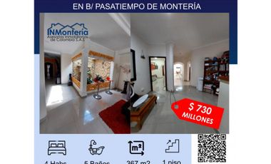 SE VENDE CASA EN B/ PASATIEMPO DE MONTERIA