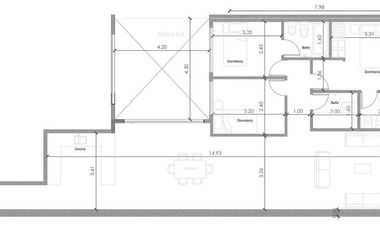 Departamento de tres amb en pozo c/ cochera - Florida Oeste