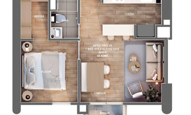 apartaestudio en arriendo en el salitre-teusaquillo. Cod A111709