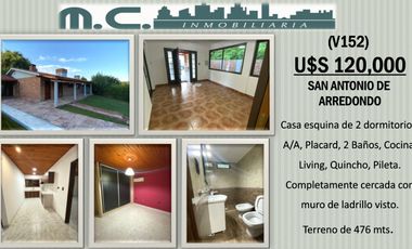 Casa en venta de 2 dormitorios en San Antonio de Arredondo
