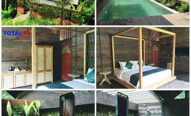 Dijual Villa Residence, bangunan konsep modern minimalis natural dengan view lembah hijau dan sungai, di Ubud, Gianyar