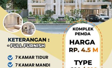 RUMAH DI JUAL TYPE 600 DI KOMP PEMDA JL CEMARA KIPAS FULL INTERIOR + KOLAM RENANG.