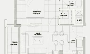 Departamento en venta de 1 dorm. en Ñuñoa