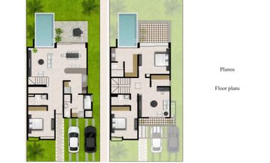 Casa con con jardin y alberca privada, Sala de TV- Estudio, en residencial de lu