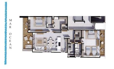 Departamento a pasos del mar en Zona Hotelera Sur de Cozumel, pre construcción