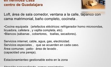 RENTA De Departamento tipo LOFT   Centro Guadalajara