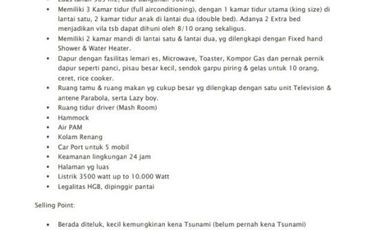Villa Full Furnish Dijual Karibea Krakatau Resort Pandeglang Banten ST