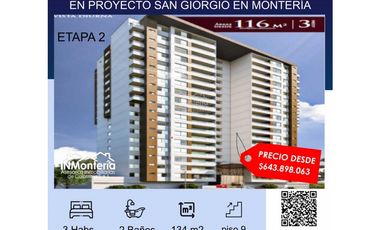 SE VENDE APARTAMENTO EN PROYECTO SAN GIORGIO EN MONTERIA