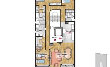 VENTA DEPARTAMENTO Semipiso 2 dormitorios con cochera. Balcon y patio. Amenities - Jujuy 1600