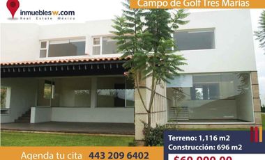 CASA RESIDENCIAL EN RENTA EN EL CLUB Y DENTRO DEL CAMPO DE GOLF TRES MARIAS