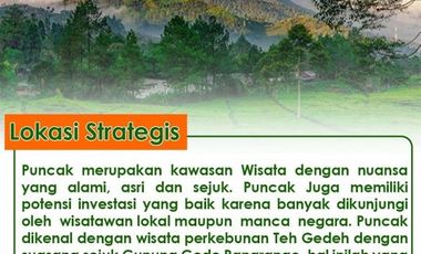 Villa Asri Nyaman di Puncak View Gunung Gede Pangrango dan Cianjur City Light Harga CASH PROMO Cuma 325 juta.