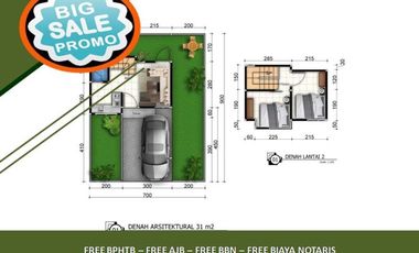 Rumah Dijual di Malang Tipe 31/63 Diskon 20% Free Biaya