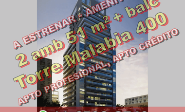 A ESTRENAR - Departamento en Venta en Villa Crespo 2 ambientes 51 m2 + balcón, lateral en torre. Amenities – Malabia 400