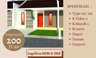 Rumah minimalis 200jutaan dekat Kopi Ampirono