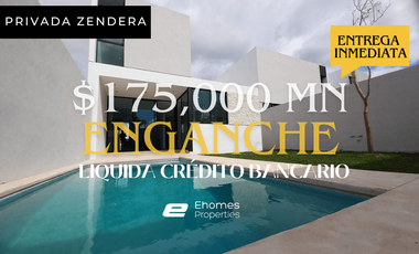 Casa Venta Mérida, Privada Zendera,  enganche de $175,000 entrega inmediata.