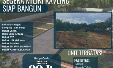 0899-1517---- Tanah Kavling Pinggir Jalan, di Makassar, Dekat STIBA, Tanah Legalitasnya Aman