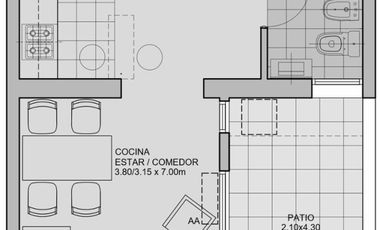A ESTRENAR - PH Monoambiente con patio - Excelente