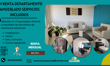 En renta departamento amueblado con servicios incluidos