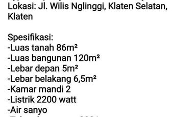 Ruko 2 Lantai Mangku Jalan di Klaten Selatan