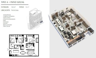 Departamento  en Venta en Roma Sur de Monterrey, N.L