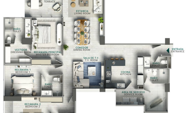 Departamento en Ventaen Infiniti, Monterreal (Mod: A1, A3, A4 y A6)