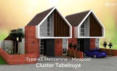 Rumah Mezzanine Desain Tropical Modern dilengkapi Minipoo Pertama di Bogor dekat Kawasan Wisata