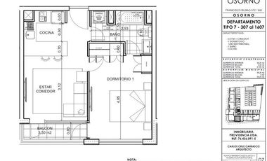 Departamento en venta de 1 dorm. en Centro Osorno