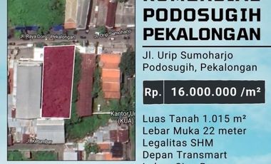 TANAH KOMERSIAL PODOSUGIH PEKALONGAN DEPAN TRANSMART