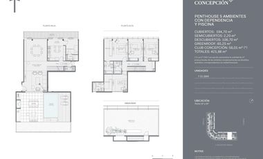 Penthouse de 5 ambientes con green-roof y piscina en venta en Concepción Palermo