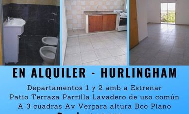 ALQUILETO DEPTOS 1 Y 2 AMB A ESTRENAR - A 3 C DE AV VERGARA AL 3200 - HURLINGHAM