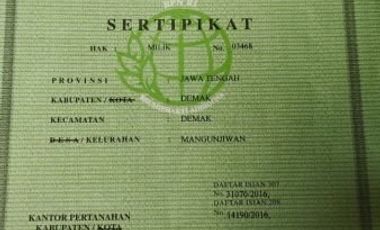 Tanah di tengah kota Demak siap bangun. Lingkungan asri