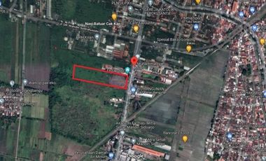 Tanah di raya krian luas 6750 m bisa ut gudang harga hanya 2 jt per mtr truk 26 feet bisa lewat
