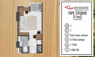 Jual Rugi Apartemen Tokyo Riverside Studio 21m2 High Zone Cicilan Masih 17x