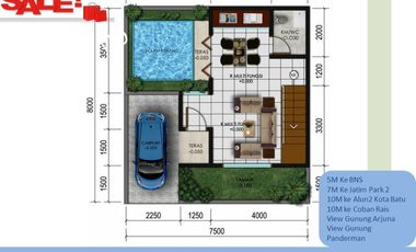 Private Pool Rumah Batu Tipe 67 View Gunung Arjuna