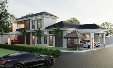 dijual rumah modern design bali tropis lokasi cemara gading