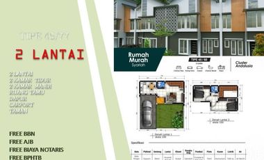 Rumah Dijual di Malang Tipe 45/77 Free Biaya Fasum Lengkap
