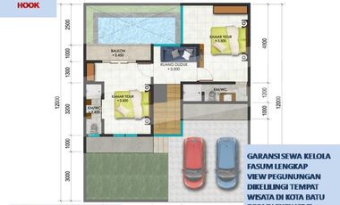 POSISI HOOK SISA 1 UNIT RUMAH VILLA 2 LANTAI DI BATU