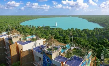 Departamentos frente a la laguna de Bacalar.