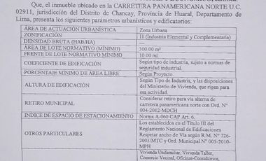 Terrenos Industriales Venta CAR. PANAMERICANA NORTE  - CHANCAY