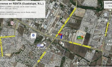 2 TERRENOS COMERCIALES RENTA AV BENITO JUAREZ e ISRAEL CAVAZOS Gpe ESTRATÉGICO