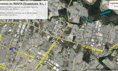 2 TERRENOS COMERCIALES RENTA AV BENITO JUAREZ e ISRAEL CAVAZOS Gpe ESTRATÉGICO