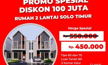 OMAH MURAH 2 LANTAI CEDAK PINTU TOL KEBAKKRAMAT KARANGANYAR