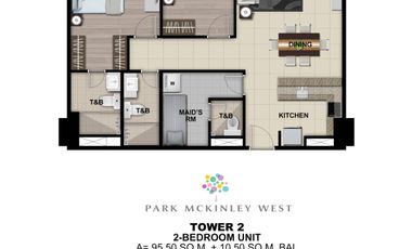 Preselling 2 bed with balcony Park Mckinley West Bgc condo for sale Fort Bonifacio Taguig City