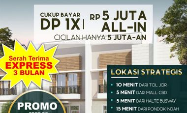 2-storey luxury house only 10 minutes from the JOR toll gate and 15 minutes from Pondok Indah, South Jakarta