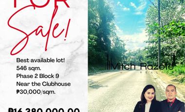 Best Available 546 sqm. Prime Lot For Sale in Parkridge Estate, Valley Golf Antipolo City