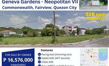 Corner Lot For Sale Near Bago Bantay Elementary School Geneva Garden Neopolitan VII