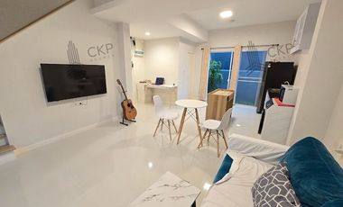 Townhouse for sale and rent, Villagegio Bangna, beautiful new house, warm minimalist decoration. Lots of usable space